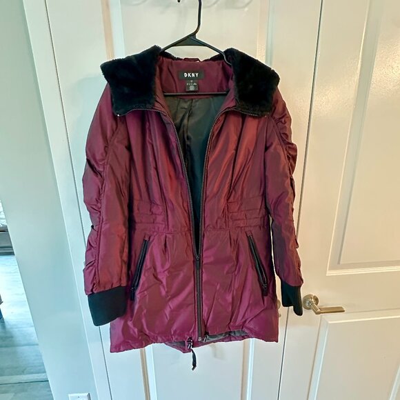 Burgundy DKNY Coat - Picture 1 of 9